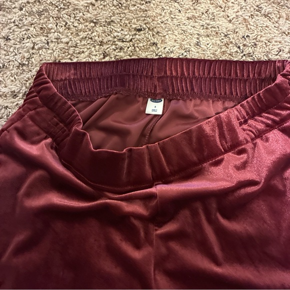 Velvet Wide-Leg Pants in Burgundy womens s wide leg crop elastic waist pockets - Picture 2 of 3